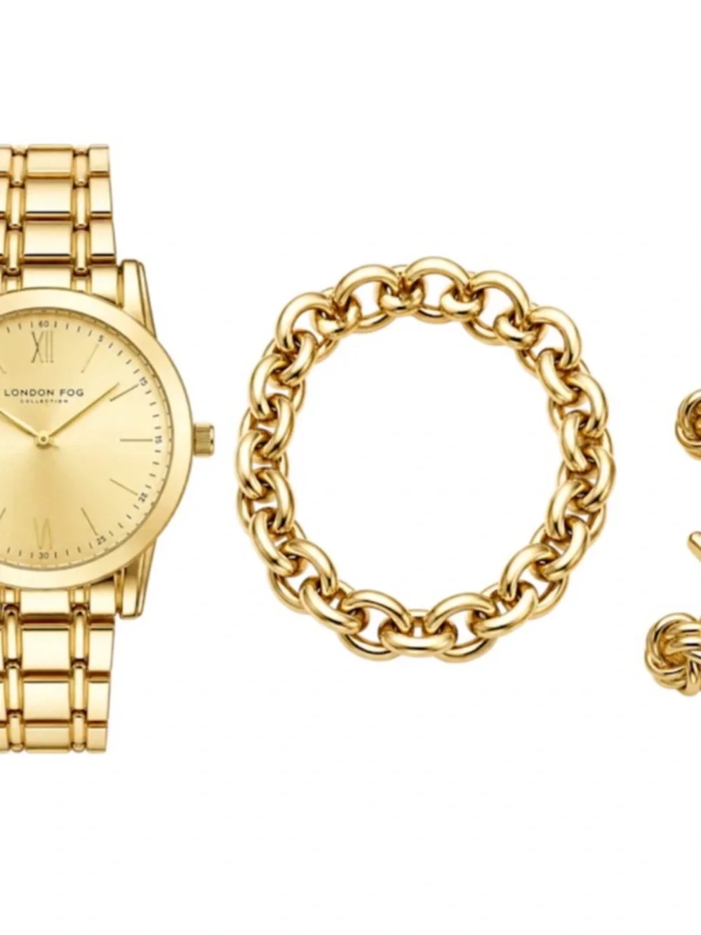 London Fog Gold-Tone Men's Watch, Bracelet & Cufflinks Set
